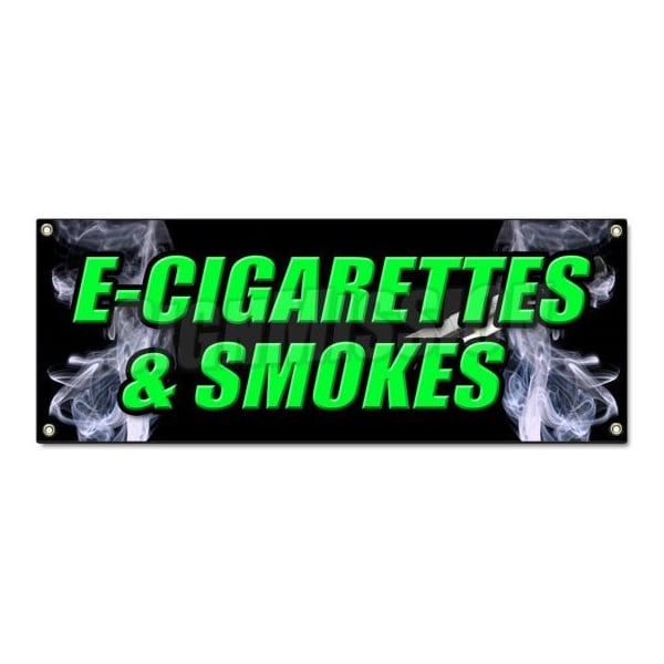 Signmission E-CIGS & SMOKES BANNER SIGN bubblers rolling paper e cigarettes vaporize B-E-Cigs & Smokes - main